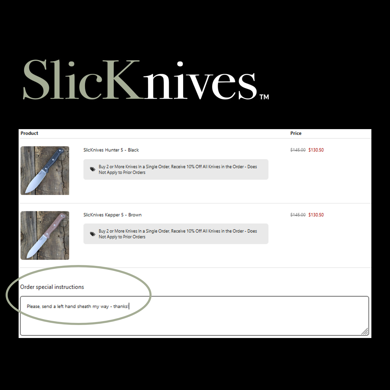 Do you prefer to carry your knife on your left side?  Left-handed sheaths are available!