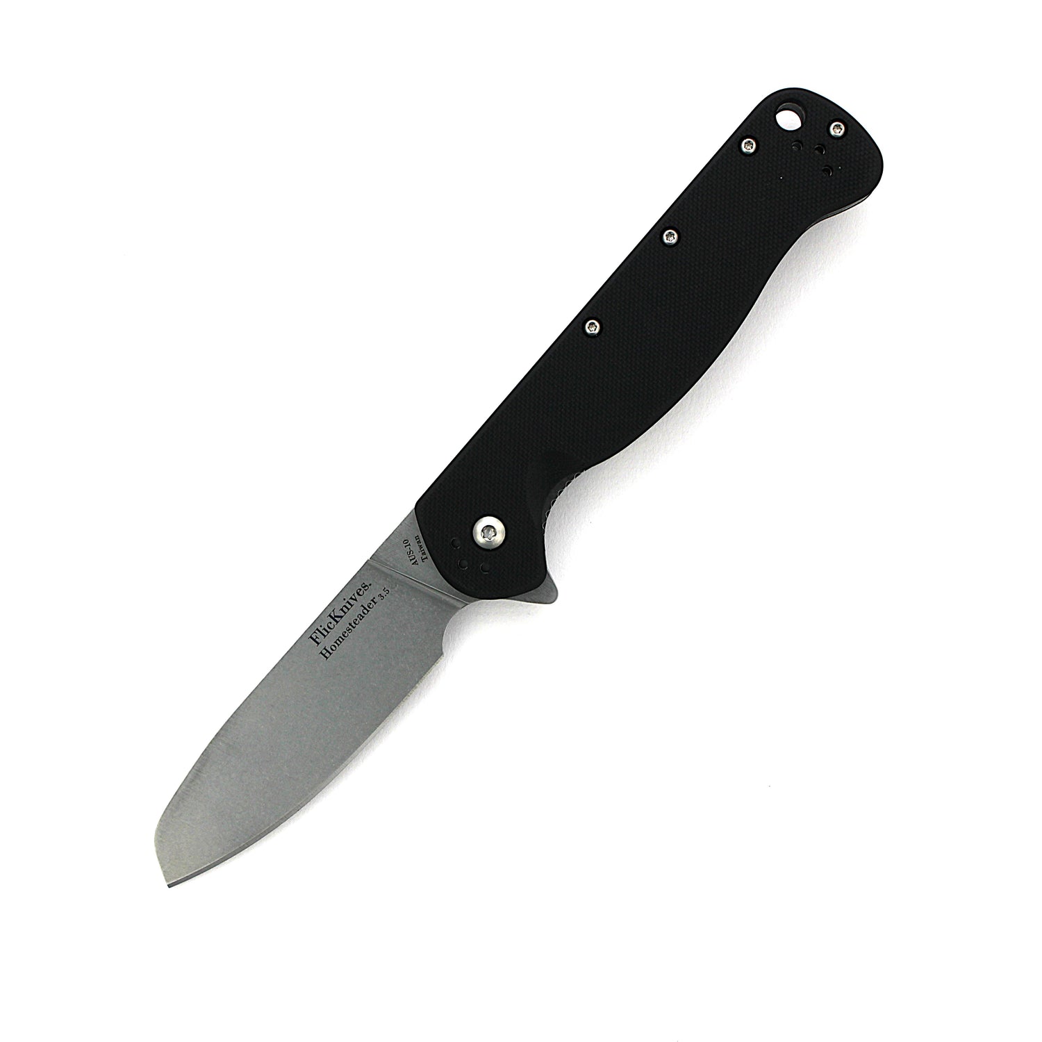 FlicKnives Homesteader 3.5 - Sheepsfoot Folder Flipper Black G10 Scales Liner Lock