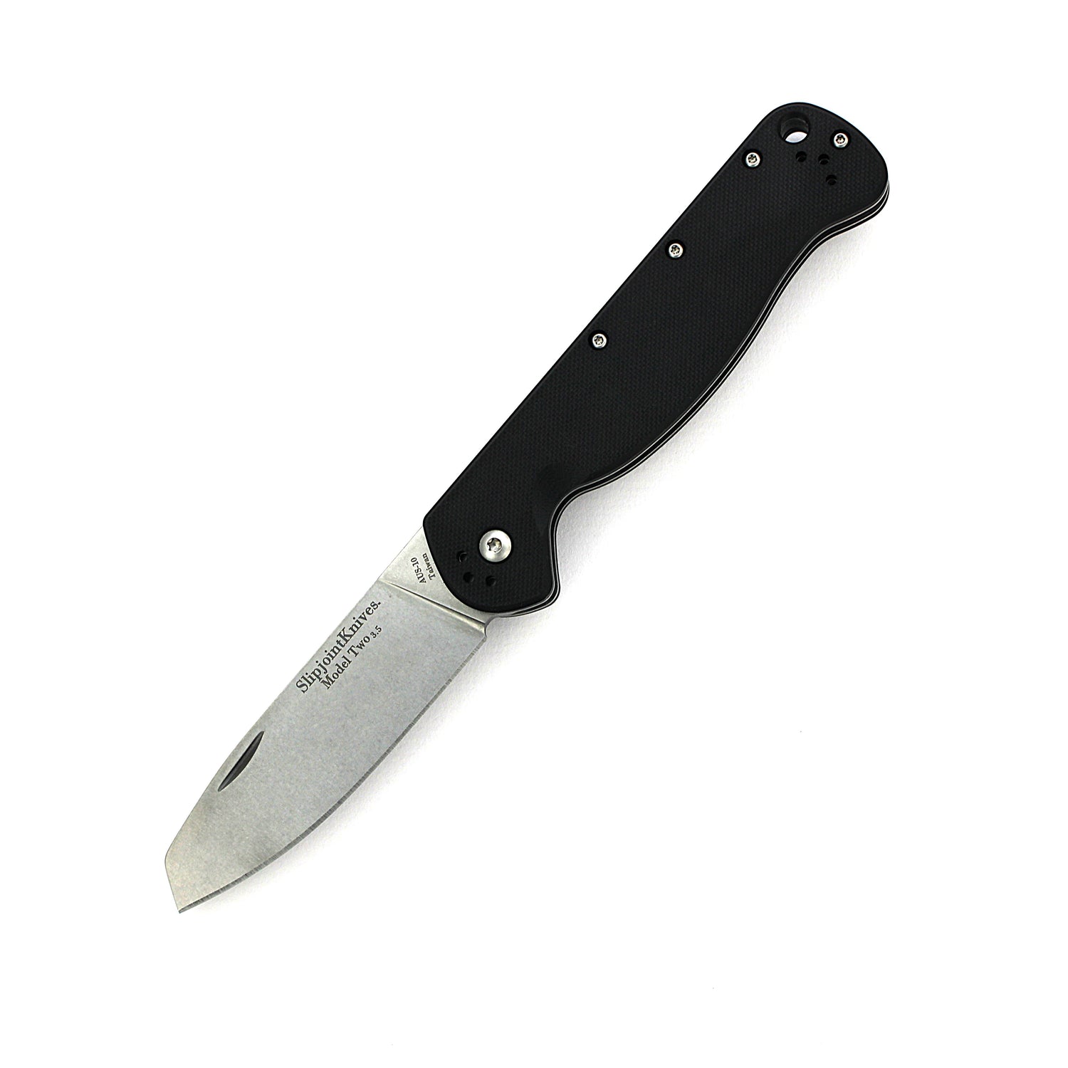 SlipjointKnives Model Two 3.5 - Sheepsfoot Slip Joint Folding Knife with Black G10 Scales