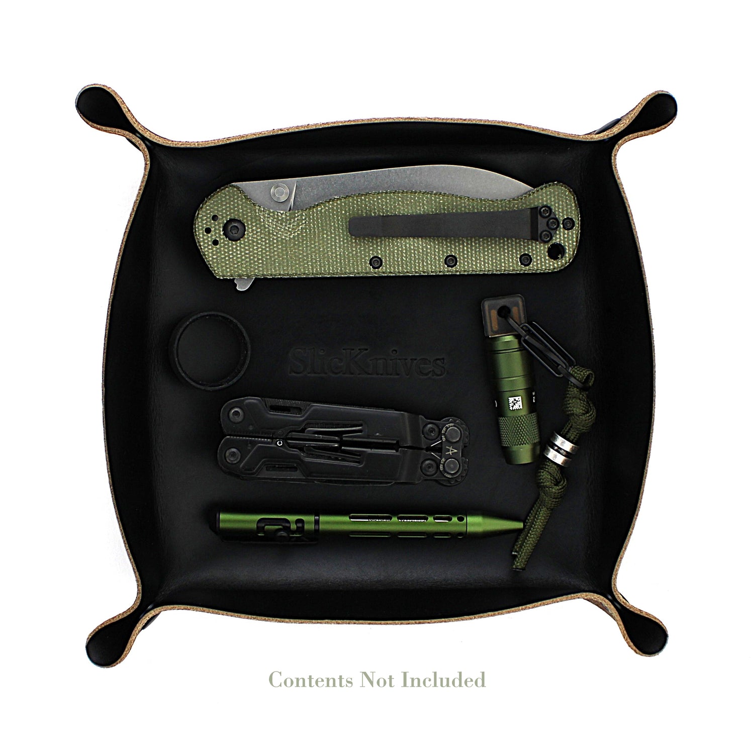 Valet Tray - Black Leather - Made in USA