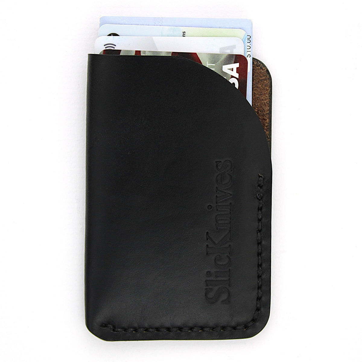 EDC Minimalist Wallet - Black Leather - Made in USA
