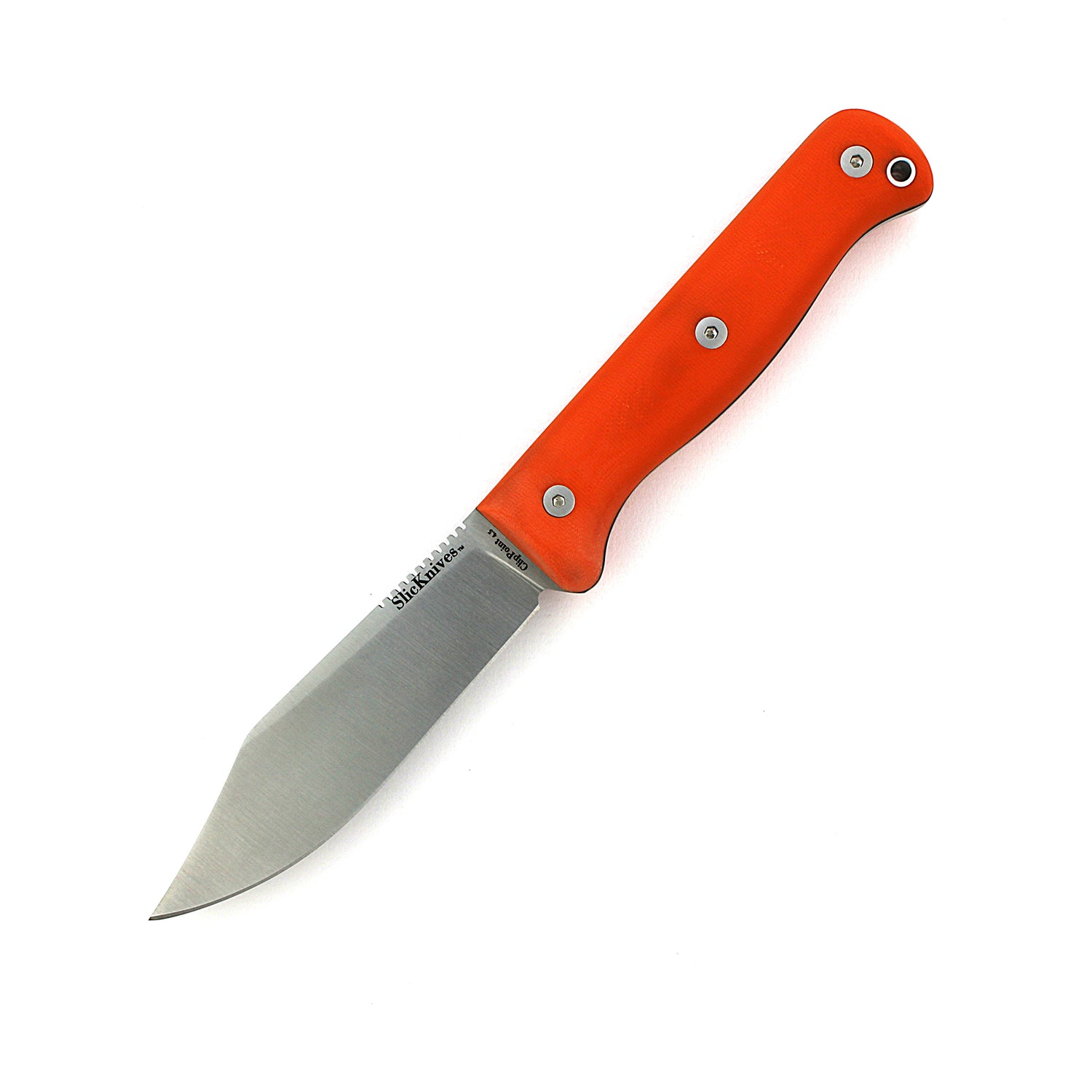 SlicKnives ClipPoint 4.5 - Orange G10 with Black Sheath - Skinning & Hunting Knife