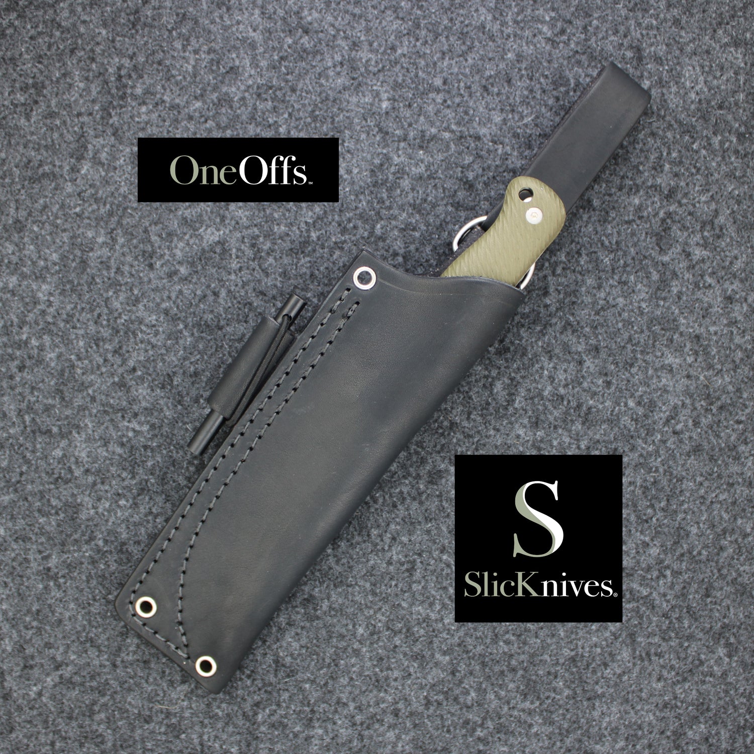 OneOffs SlicKnives Hunter 5 - Custom OD Green Scales - Skinning & Hunting Knife with Black JRE Sheath