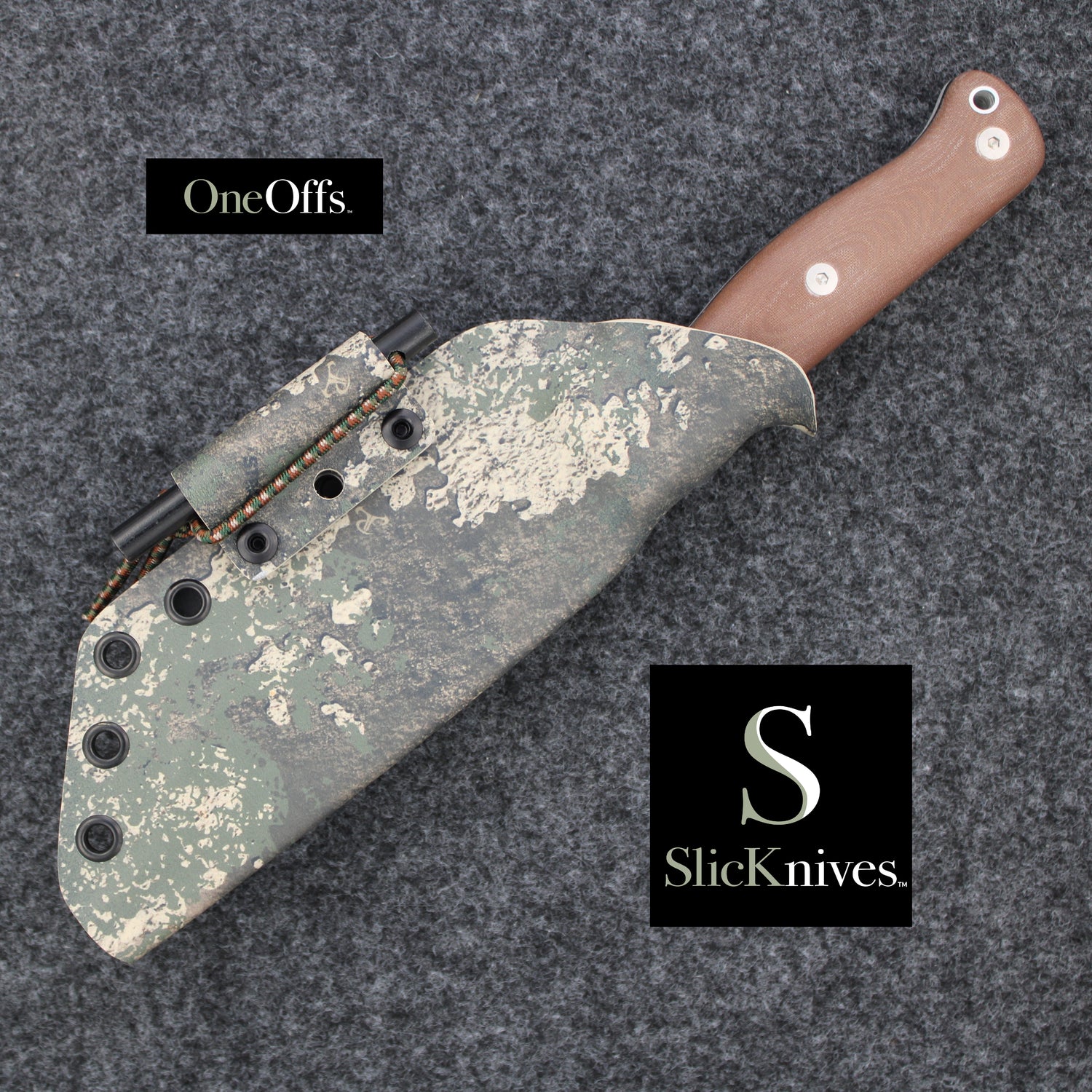 OneOffs SlicKnives Hunter 5 - Brown - Skinning & Hunting Knife with TrueTimber® Strata camo KYDEX® Sheath