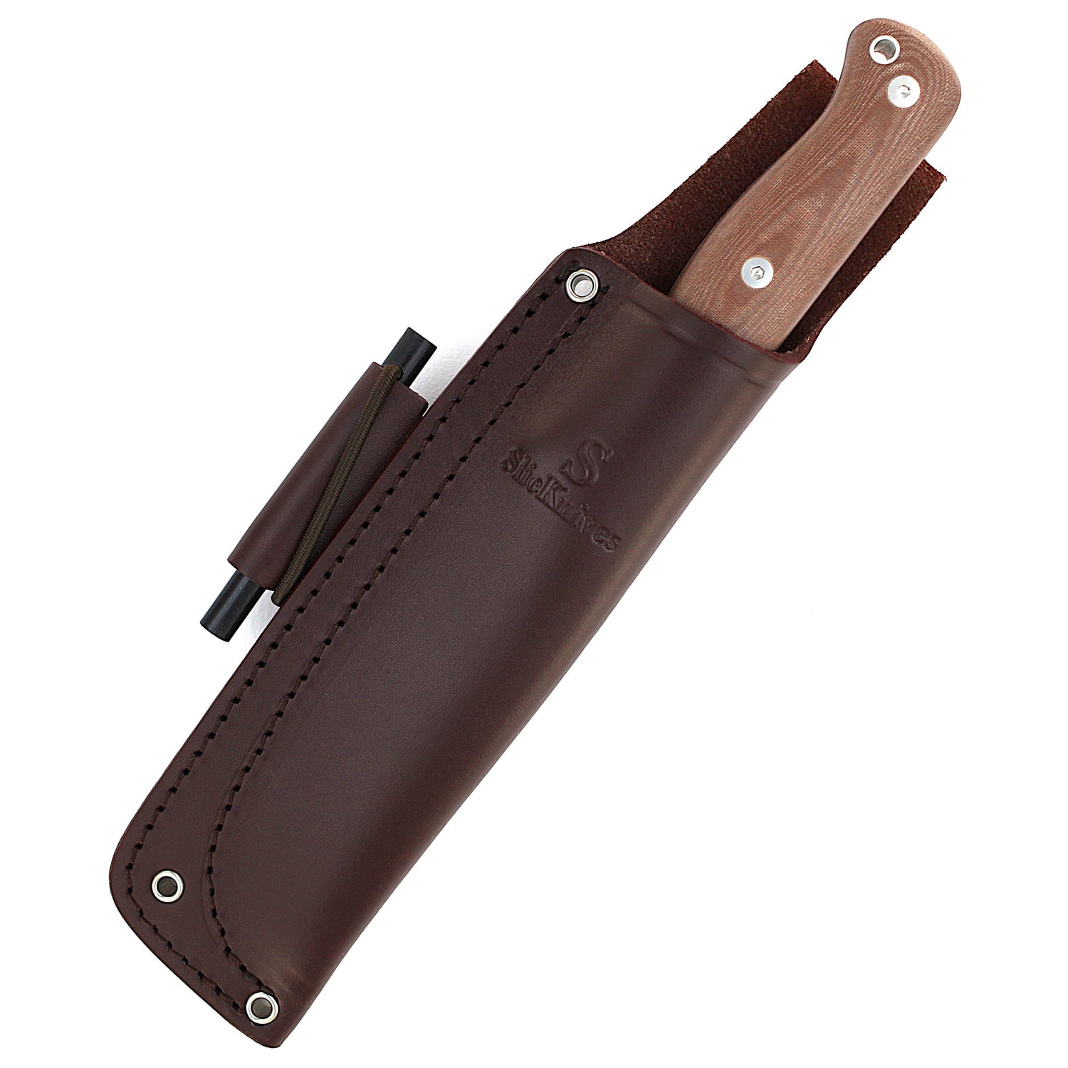 SlicKnives Kepper 5 - Brown Cudeman Sheath - Camp and Bushcraft Knife Based on Horace Kephart's Blade Profile