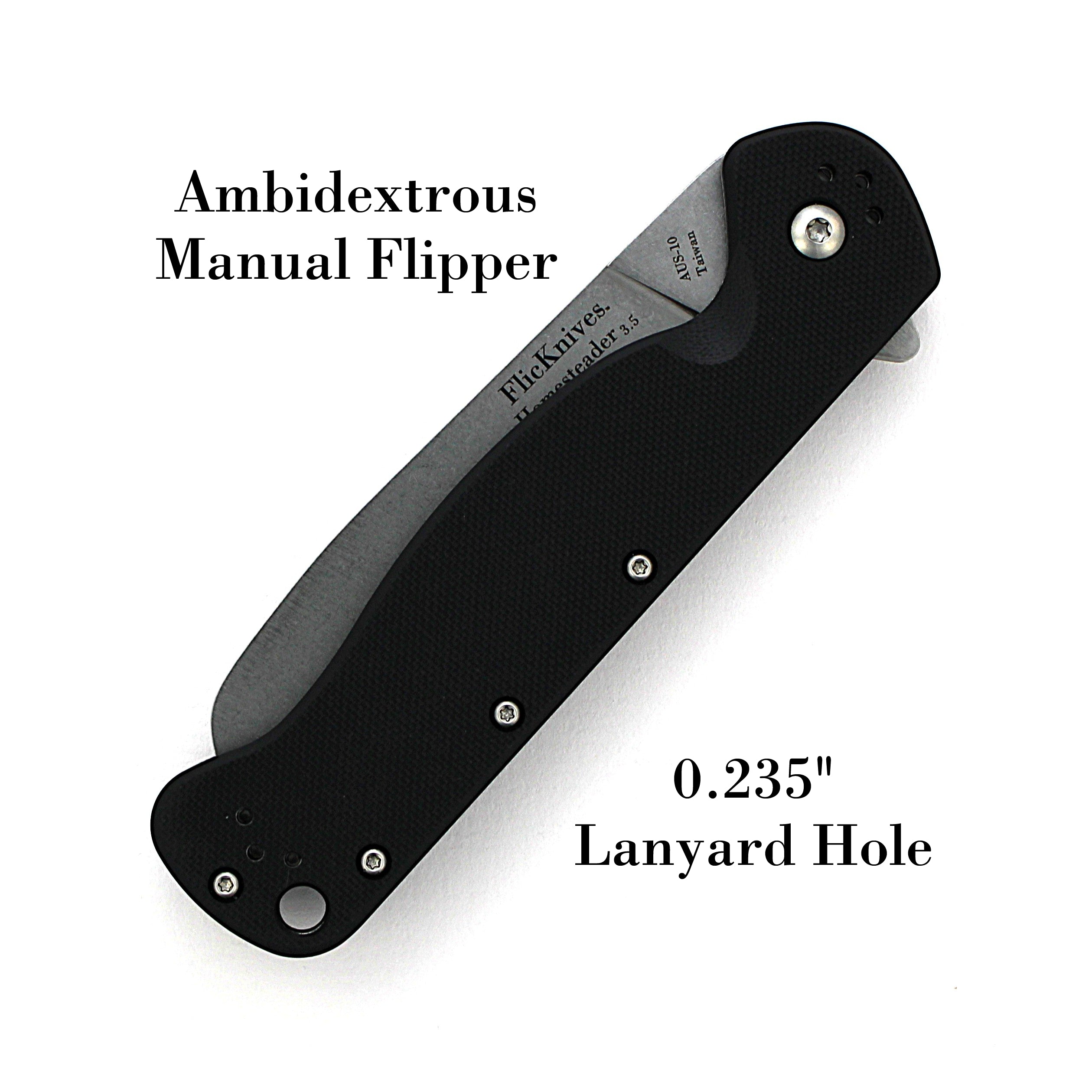 FlicKnives Homesteader 3.5 - Sheepsfoot Folder Flipper Black G10