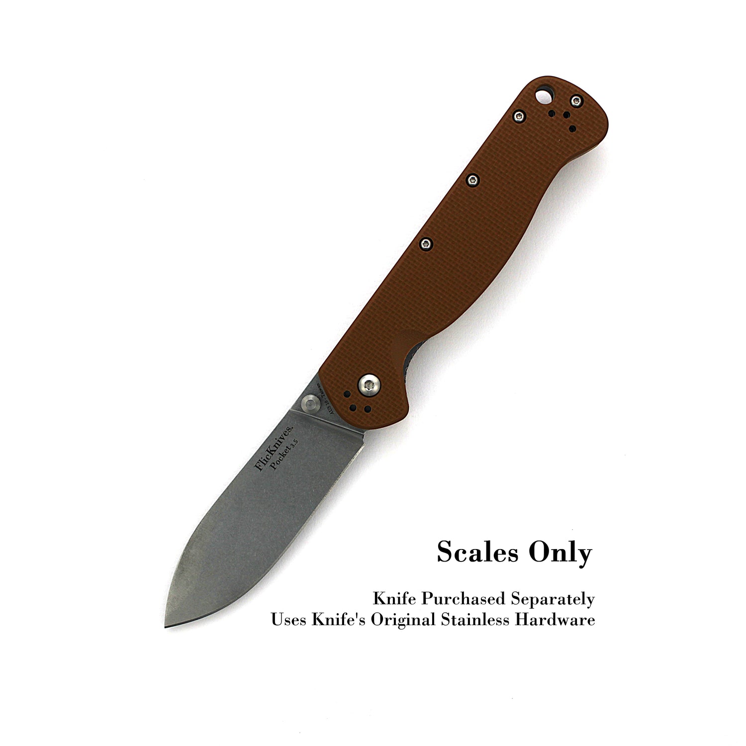 FlicKnives Scales 3.5 - Brown G10 Scales Only - Fits all FlicKnives 3.5 Models