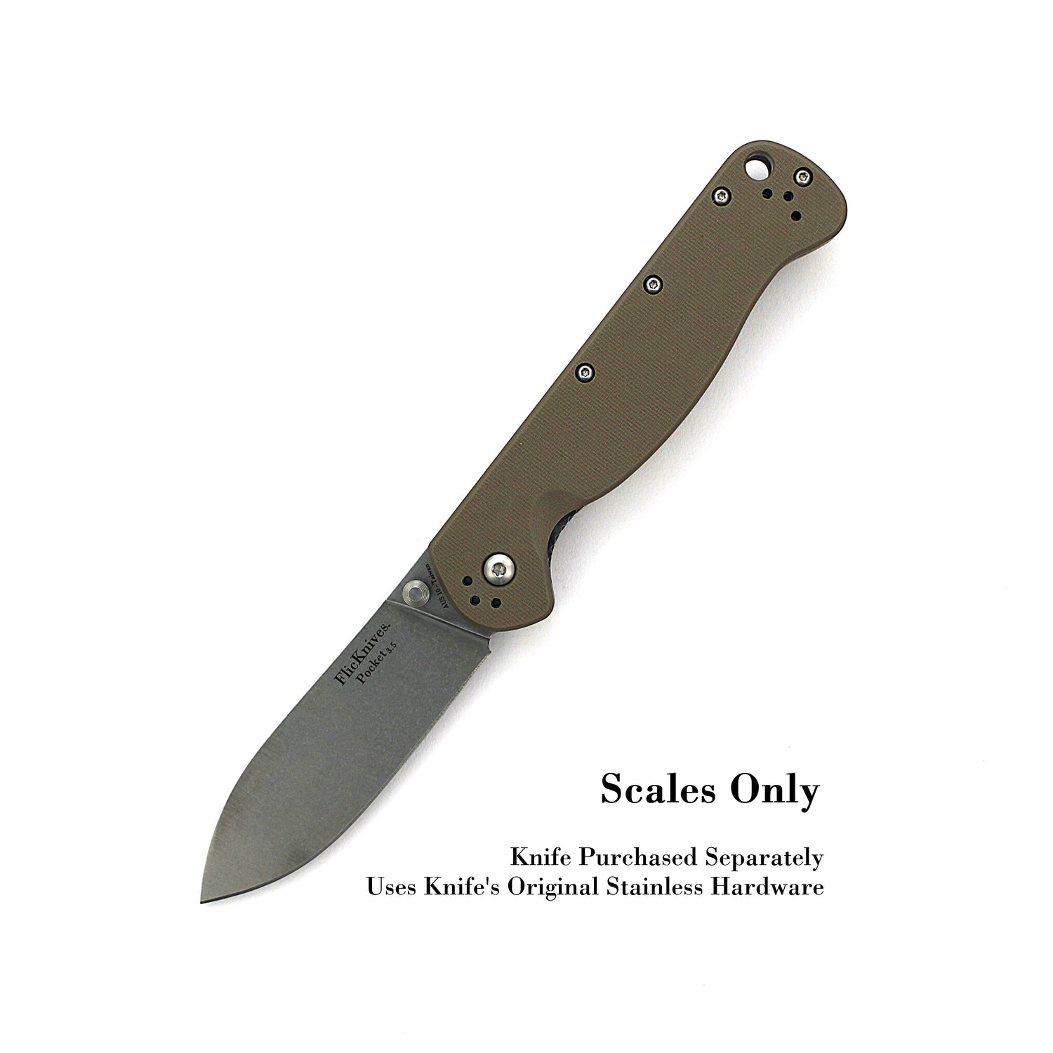 FlicKnives Scales 3.5 - Dark Tan G10 Scales Only - Fits all FlicKnives 3.5 Models