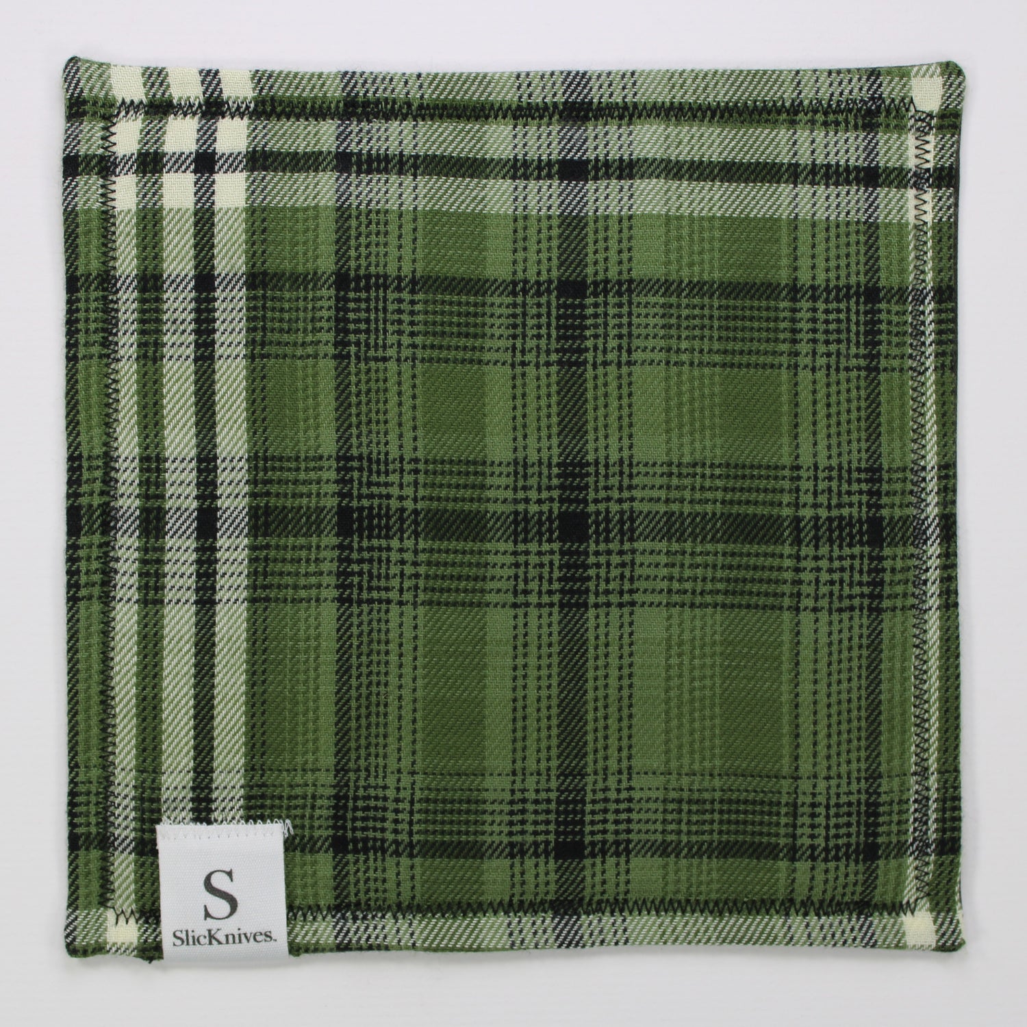 EDC Hank Sage Green Plaid and SlicKnives Logo 7x7 Square