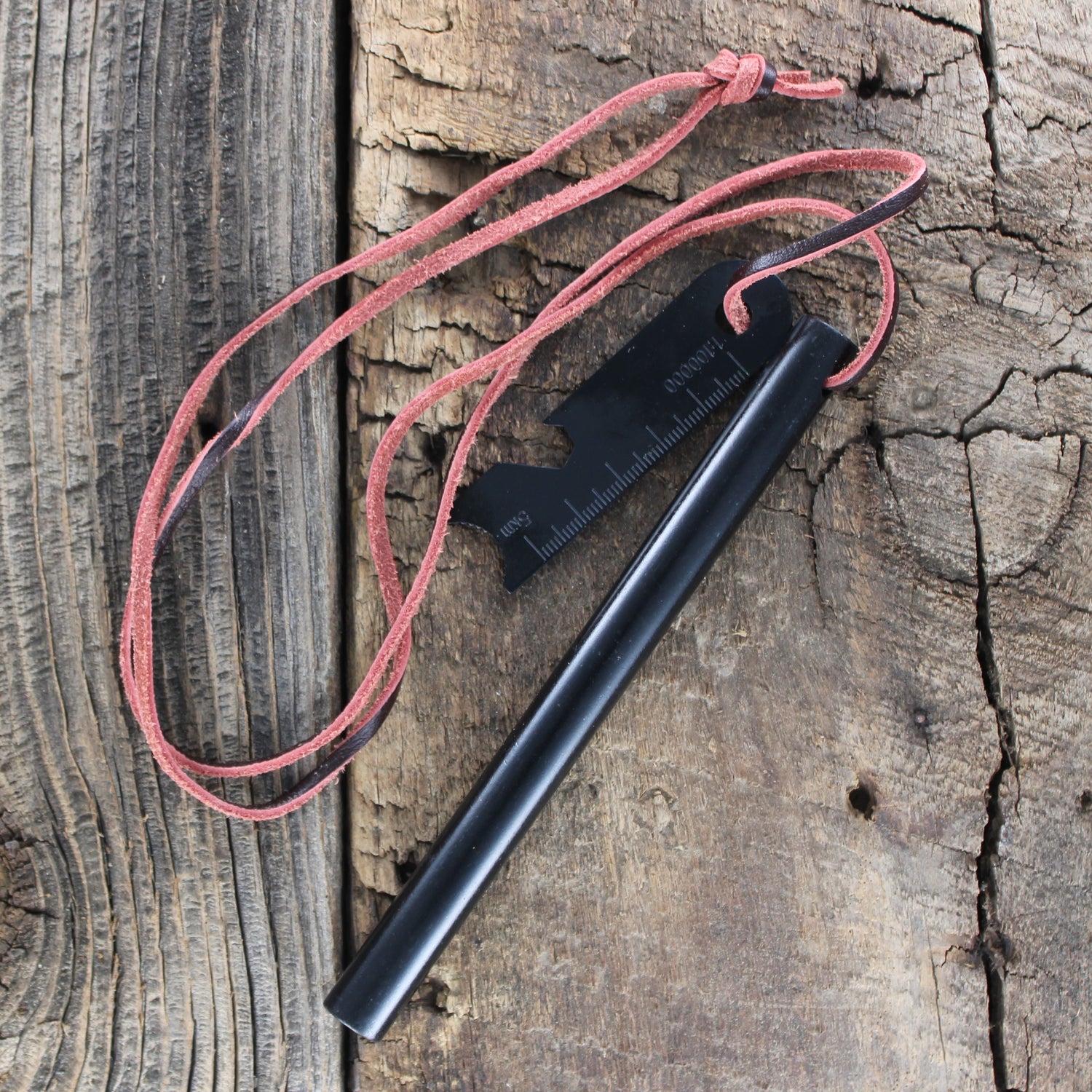 SlicKnives Ferro Rod - Large w/ Leather Lanyard and Steel Striker