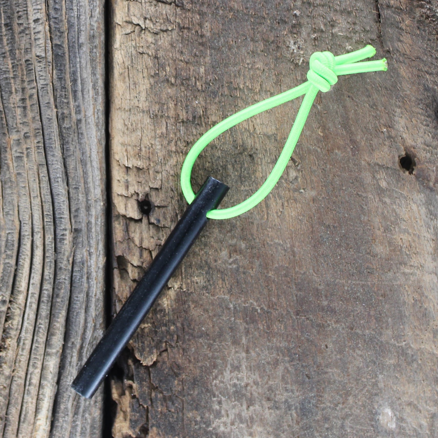 SlicKnives Ferro Rod - Standard w/ Neon Green High Visibility Shock Cord Lanyard