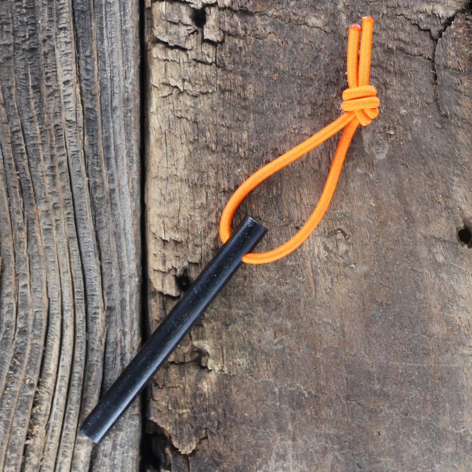 SlicKnives Ferro Rod - Standard w/ Neon Orange High Visibility Shock Cord Lanyard