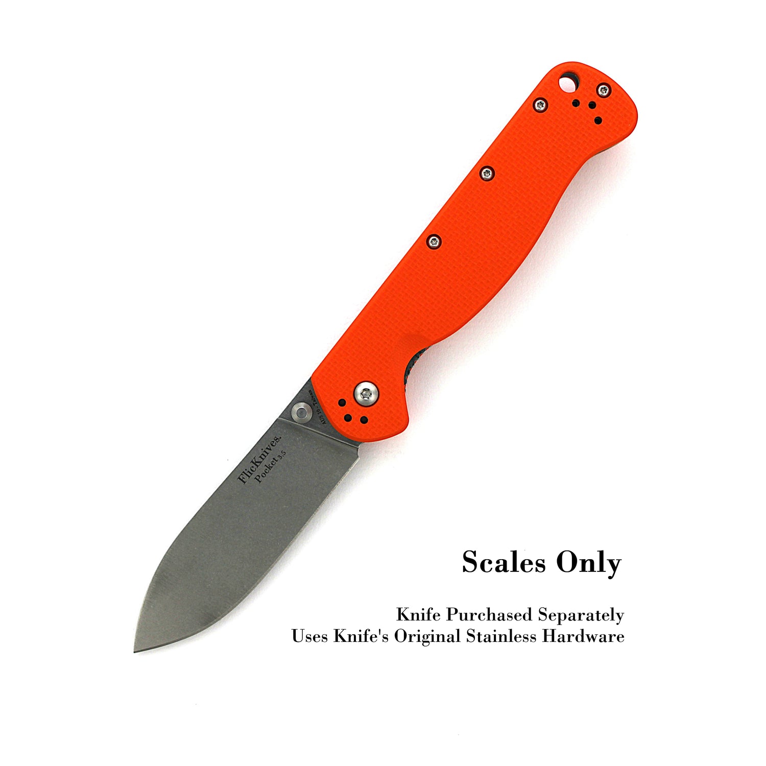 FlicKnives Scales 3.5 - Orange G10 Scales Only - Fits all FlicKnives 3.5 Models