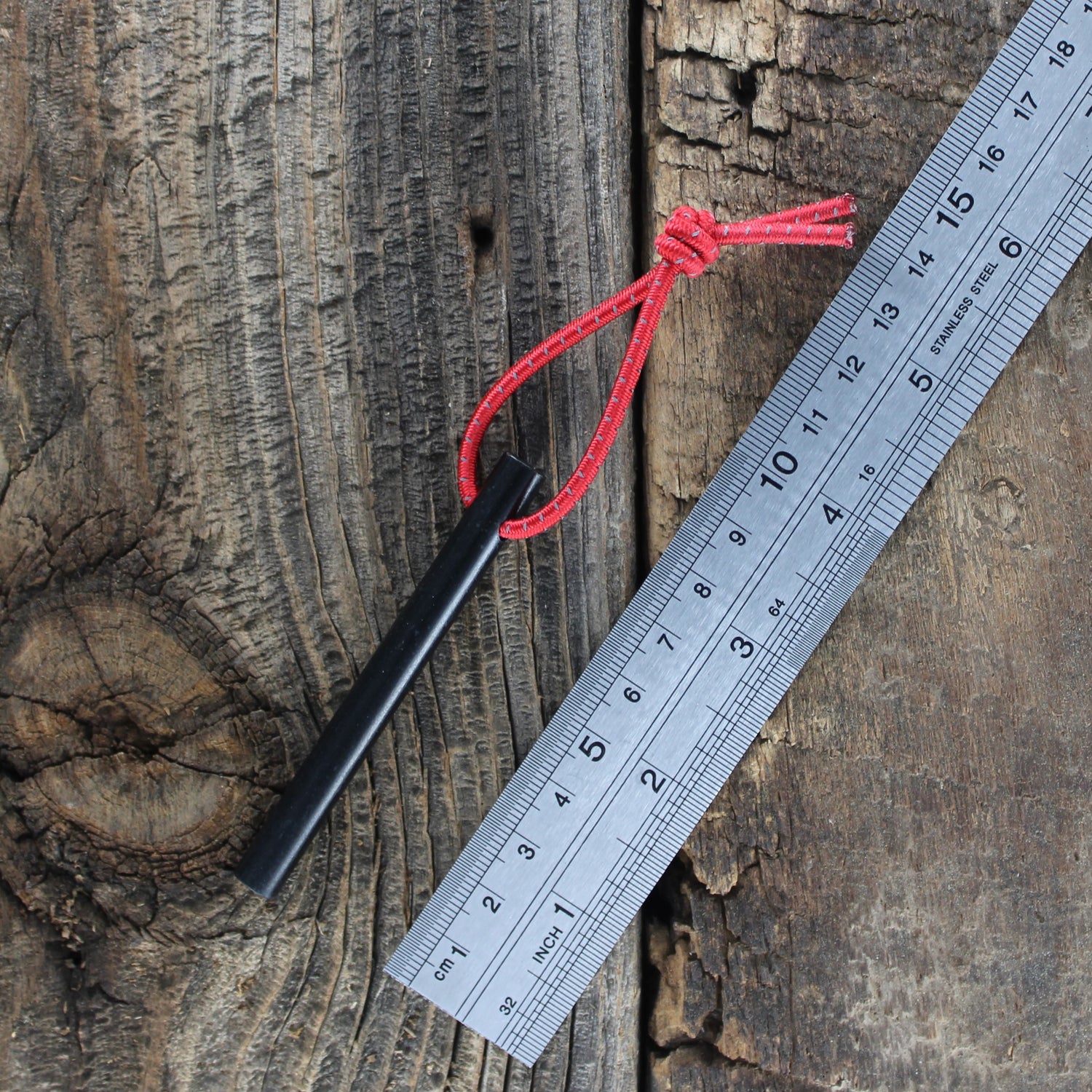 SlicKnives Ferro Rod - Standard w/ Red Reflective High Visibility Shock Cord Lanyard