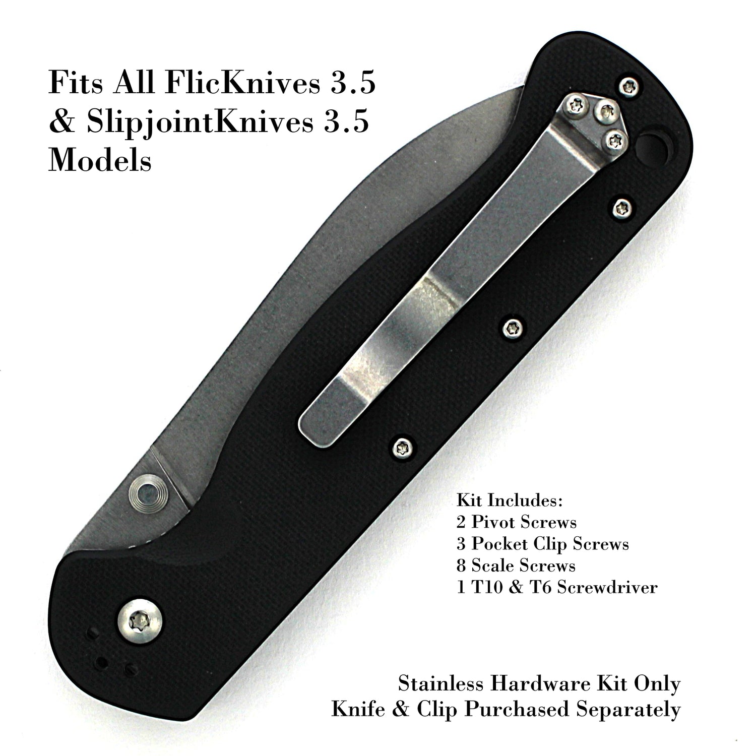 SlicKnives Stainless Hardware Kit 3.5 - Fits all FlicKnives 3.5 & SlipjointKnives 3.5 Models